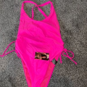Hot pink one piece swim suit